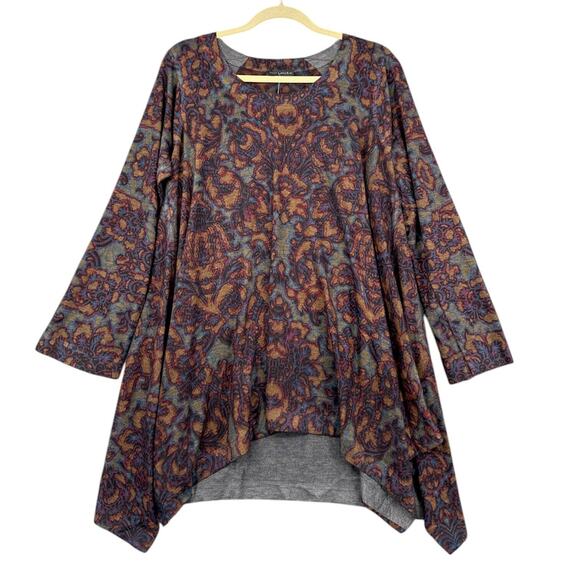 Nally And Millie Womens Floral Asymmetrical Hem Printed Long Sleeve Tunic XL‎ - Picture 1 of 7